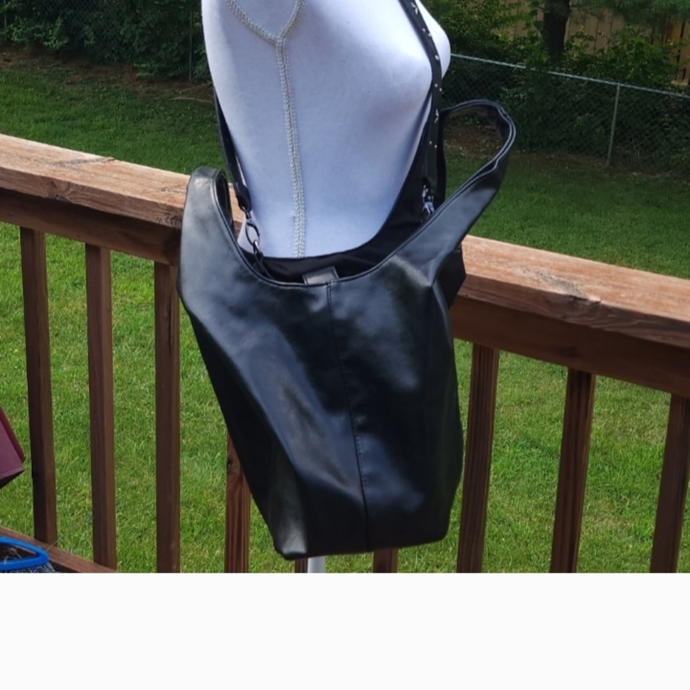 Mudd Black Bucket Like Vintage Shoulder Bag, And Black Quilted Wallet